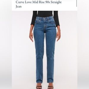 Abercrombie Mid Rise Curve Love 90s Straight Jean NWT 26 short